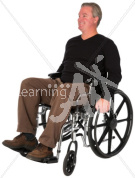David smiling in a wheelchair