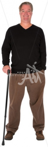 David smiling with a cane