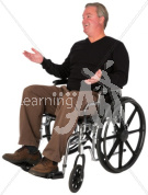 David talking in a wheelchair