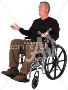 David talking in a wheelchair