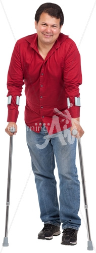 Jorge smiling with a crutches