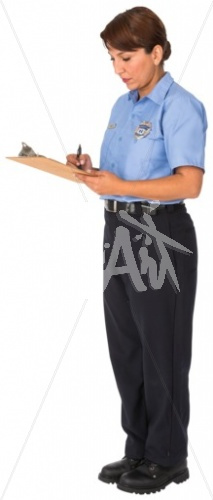 Cathy writing in EMT uniform