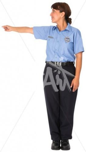 Cathy pointing in EMT uniform