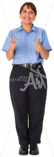 Cathy thumbs-up in EMT uniform