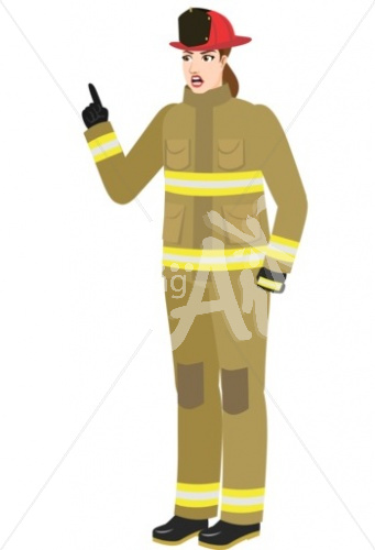 Kay yelling in firefighter turnout gear