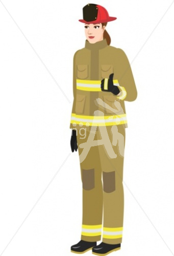 Kay thumbs-up in firefighter turnout gear