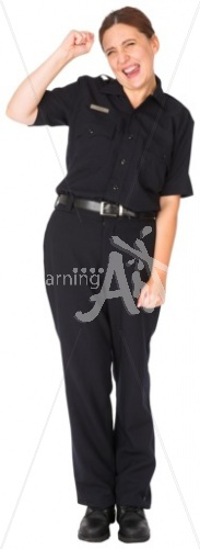 Cammy cheering in EMT uniform