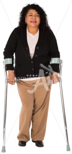 Anita smiling with crutches