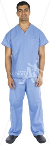 Hakim smiling in scrubs