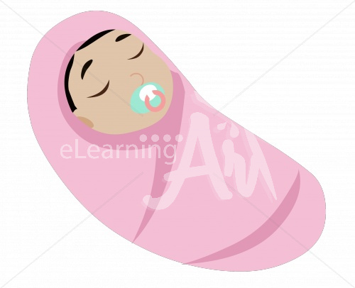 Rin sleeping in a swaddle with a pacifier