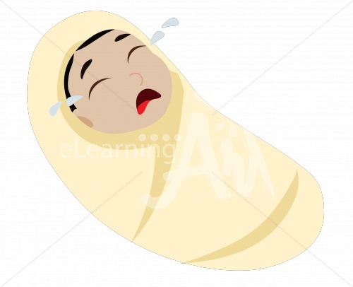 Rin cryiing in a swaddle
