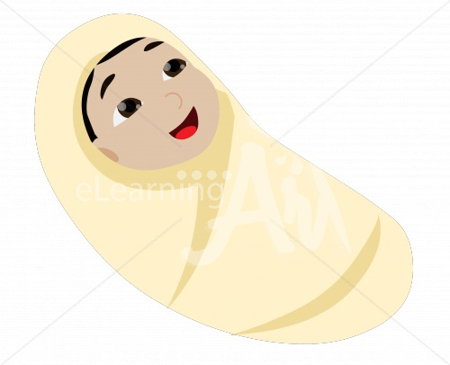 Rin laughing in a swaddle