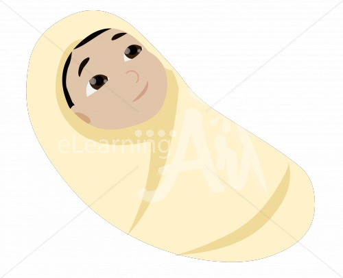 Rin smiling in a swaddle