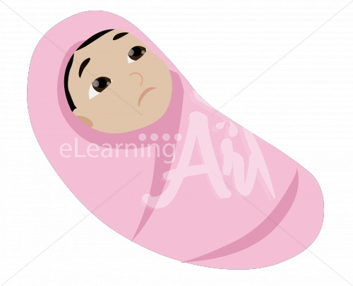 Rin sad in a swaddle