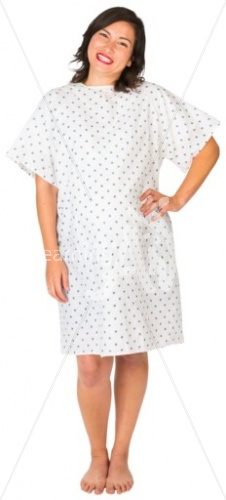 Mel smiling in patient gown