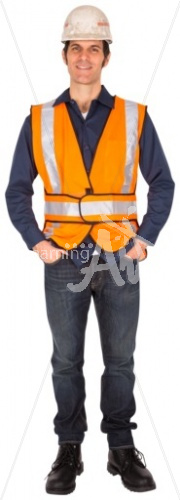 Graham in a safety vest smiling