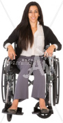 Debbie smiling in a wheelchair