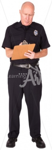 Ron writing in EMT uniform