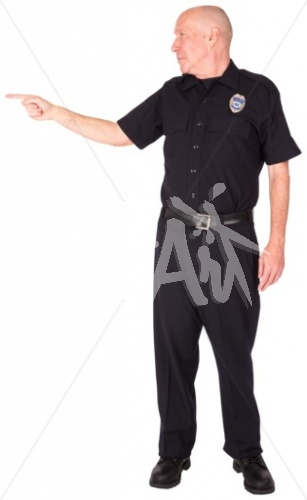 Ron pointing in EMT uniform