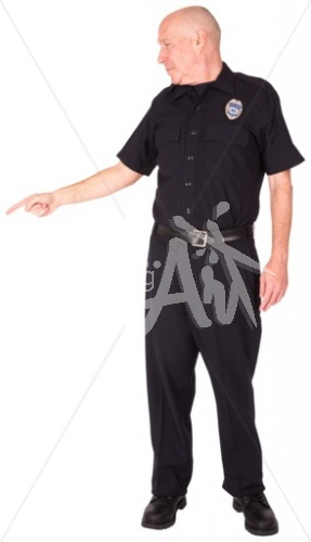 Ron pointing in EMT uniform