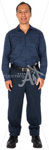 Christopher smiling in long sleeve uniform