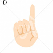 D Asian ASL Hand Sign with Letter D