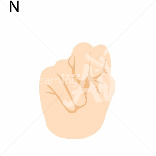 N Asian ASL Hand Sign with Letter N