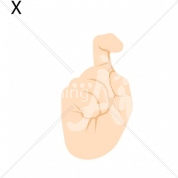 X Asian ASL Hand Sign with Letter X