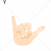 Y Asian ASL Hand Sign with Letter Y