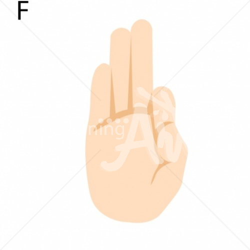 F Asian ASL Hand Sign with Letter F