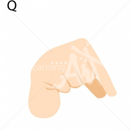 Q Asian ASL Hand Sign with Letter Q