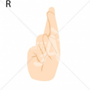 R Asian ASL Hand Sign with Letter R