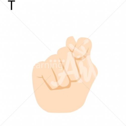 T Asian ASL Hand Sign with Letter T
