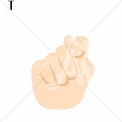 T Asian ASL Hand Sign with Letter T