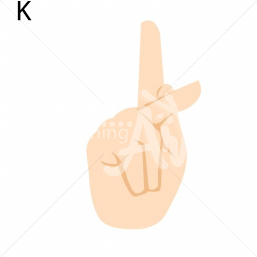 K Asian ASL Hand Sign with Letter K