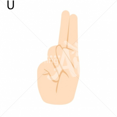 U Asian ASL Hand Sign with Letter U