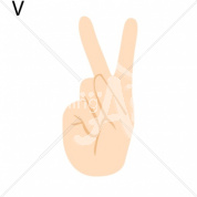 V Asian ASL Hand Sign with Letter V