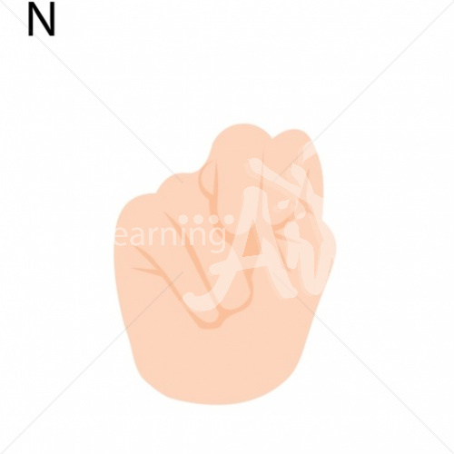 N Caucasian ASL Hand Sign with Letter N