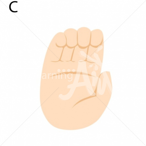 C Asian ASL Hand Sign with Letter C