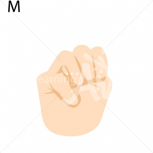 M Asian ASL Hand Sign with Letter M