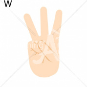 W Asian ASL Hand Sign with Letter W
