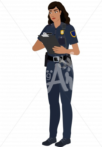Luz writing in police uniform