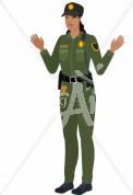 Luz laughing in corrections uniform