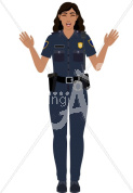 Luz laughing in police uniform