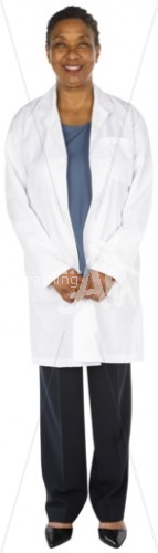 Hope smiling in a lab coat