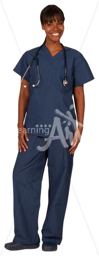 Felicia smiling in scrubs