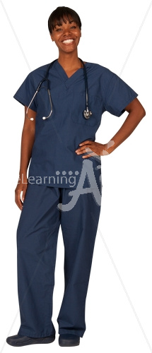 Felicia smiling in scrubs