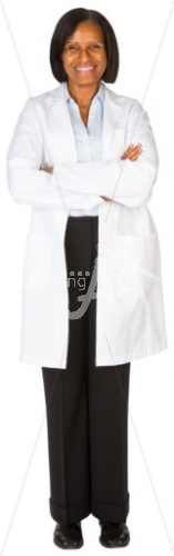 Shannon smiling in a lab coat