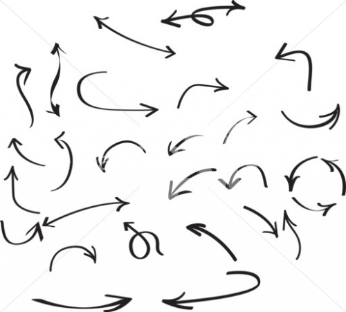 Curved Arrows Hand Drawn Shapes