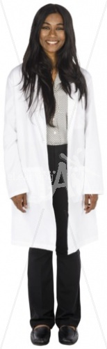 Malini smiling in a lab coat